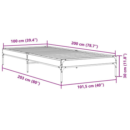 Sleek Black Metal Bed Frame 100x200 cm - Mattress Not Included