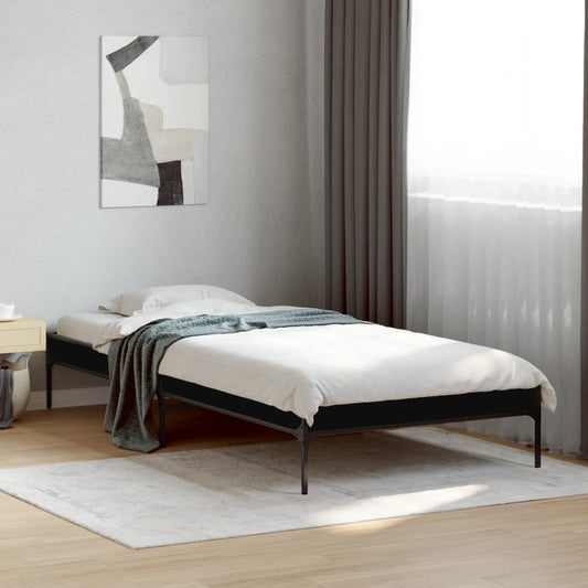 Sleek Black Metal Bed Frame 90x200 cm - Modern Style, No Mattress
