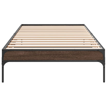 Brown Oak Bed Frame 90x200 cm - No Mattress Included
