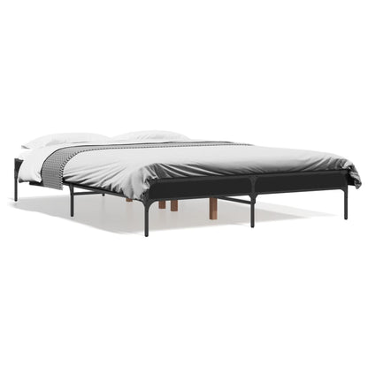 Sleek Black Metal Bed Frame 140x190 cm - No Mattress Included