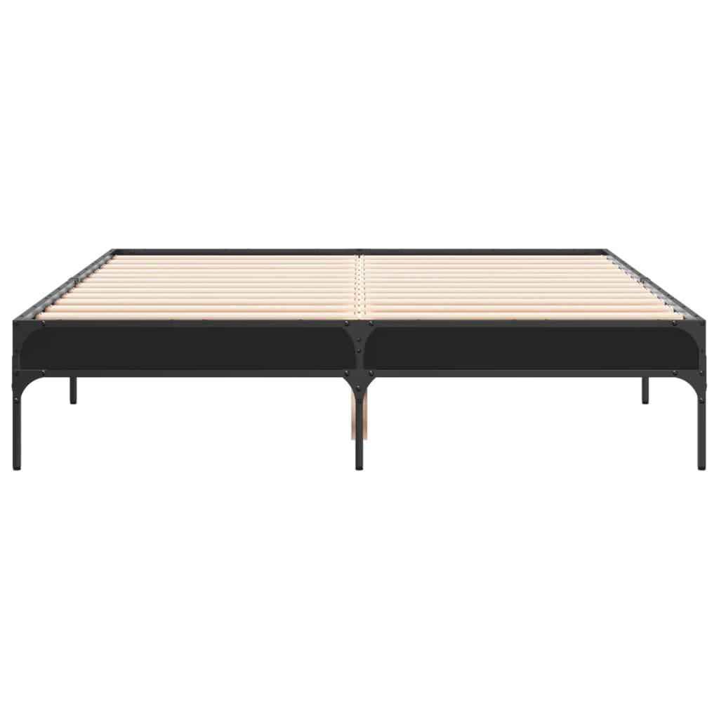 Sleek Black Metal Bed Frame 140x190 cm - No Mattress Included