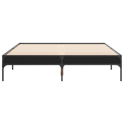 Sleek Black Metal Bed Frame 140x190 cm - No Mattress Included