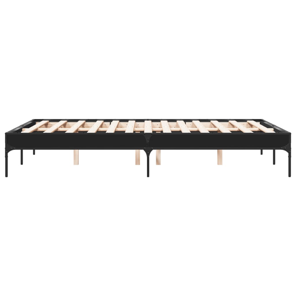 Sleek Black Metal Bed Frame 140x190 cm - No Mattress Included