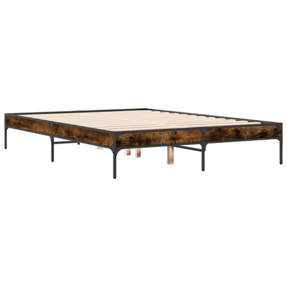 Smoked Oak Bed Frame 140x190 cm - No Mattress Included