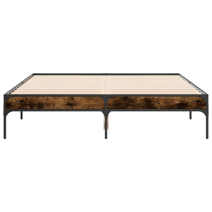 Smoked Oak Bed Frame 140x190 cm - No Mattress Included