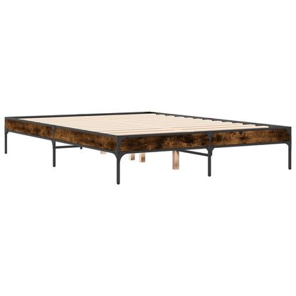 Smoked Oak Bed Frame 140x190 cm - No Mattress Included