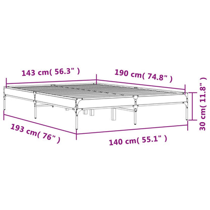 Smoked Oak Bed Frame 140x190 cm - No Mattress Included