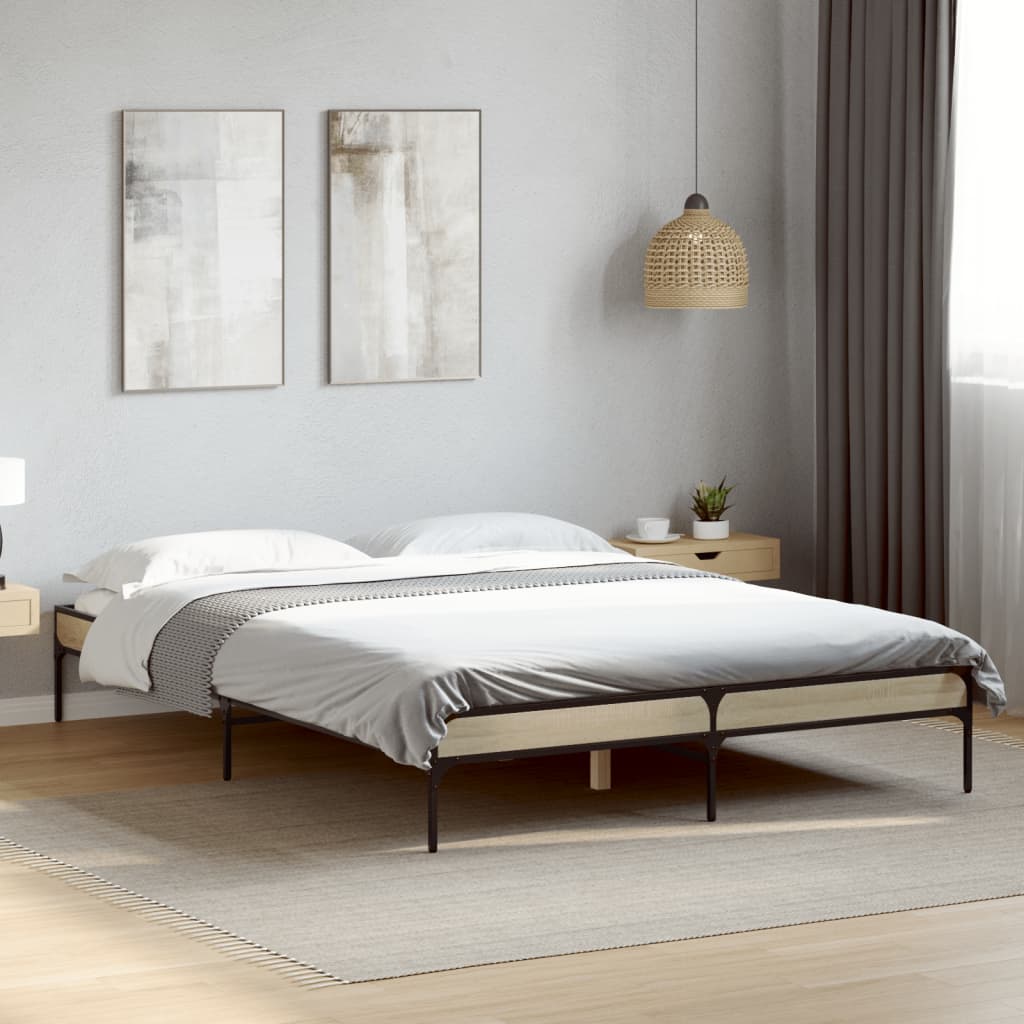 Sonoma Oak Double Bed Frame 135x190 cm - No Mattress Included