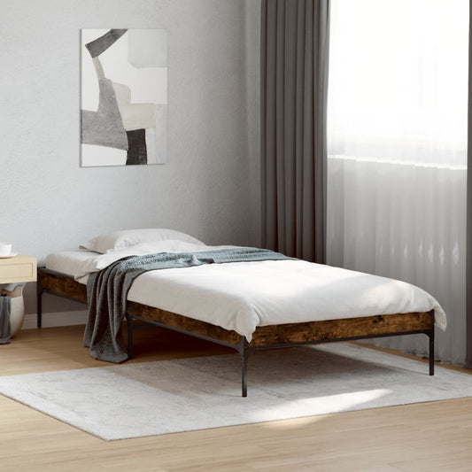 Single Bed Frame, Smoked Oak, 90x190 cm - No Mattress Included
