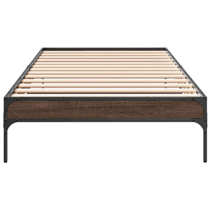 Brown Oak Single Bed Frame 90x190 cm - No Mattress Included