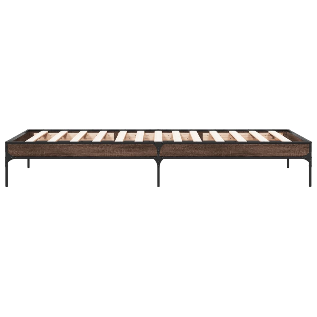 Brown Oak Single Bed Frame 90x190 cm - No Mattress Included