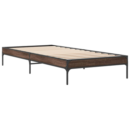 Brown Oak Single Bed Frame 90x190 cm - No Mattress Included