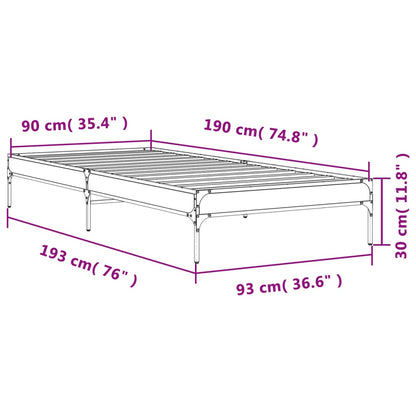Brown Oak Single Bed Frame 90x190 cm - No Mattress Included