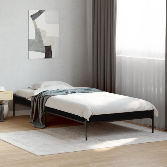 Compact Black Metal Bed Frame 75x190 cm - Small Single Size