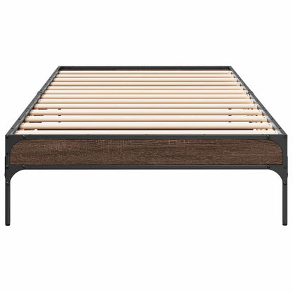 Brown Oak Small Single Bed Frame 75x190 cm - No Mattress
