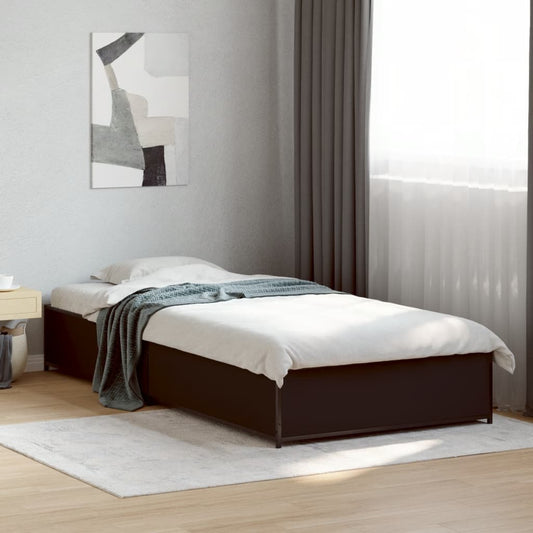 Sleek Black Metal Bed Frame 100x200 cm - No Mattress Included