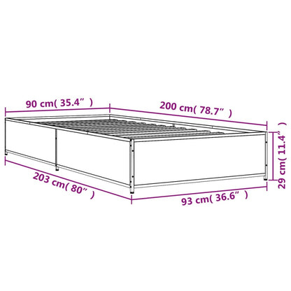 Bed Frame without Mattress Grey Sonoma 90x200 cm