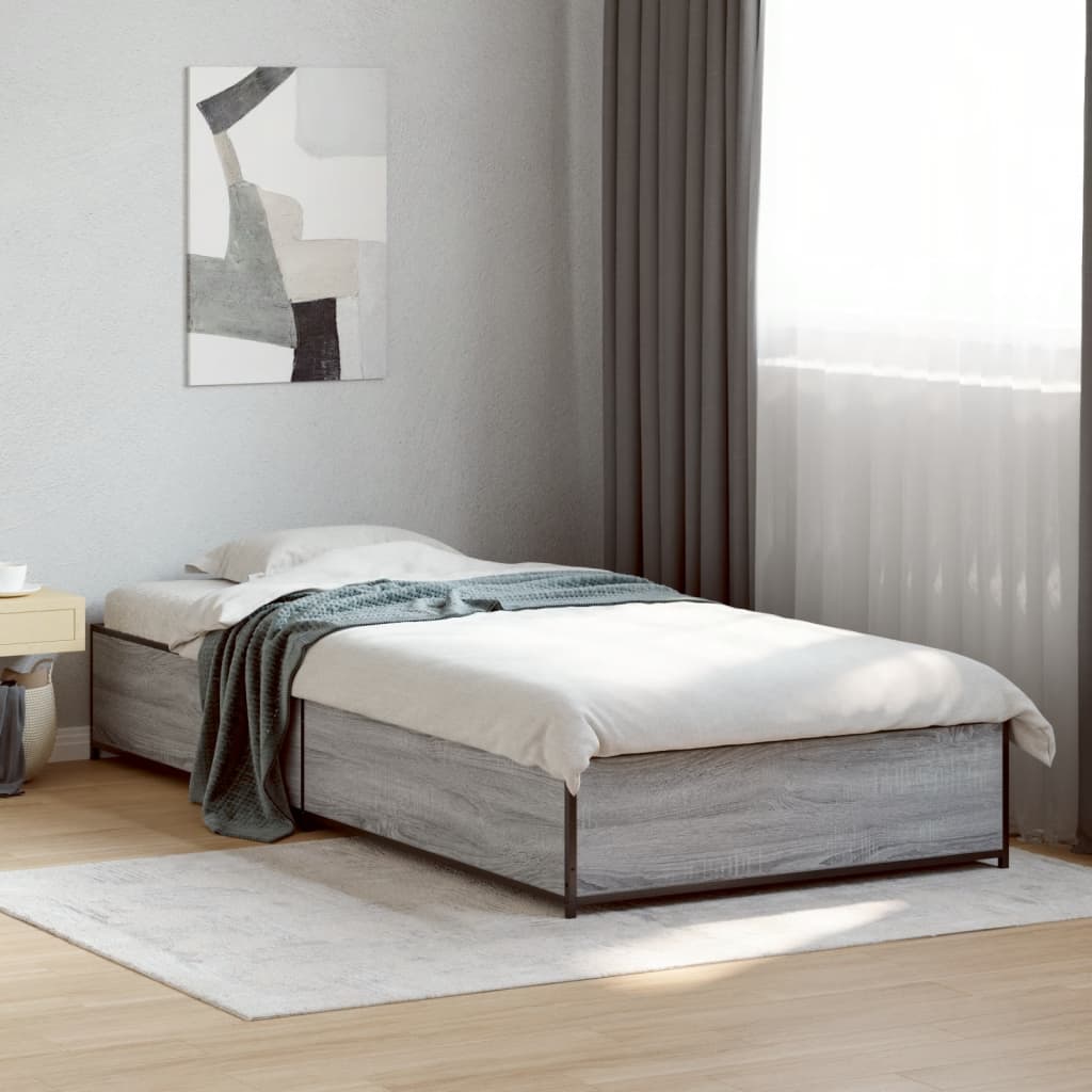 Bed Frame without Mattress Grey Sonoma 90x200 cm