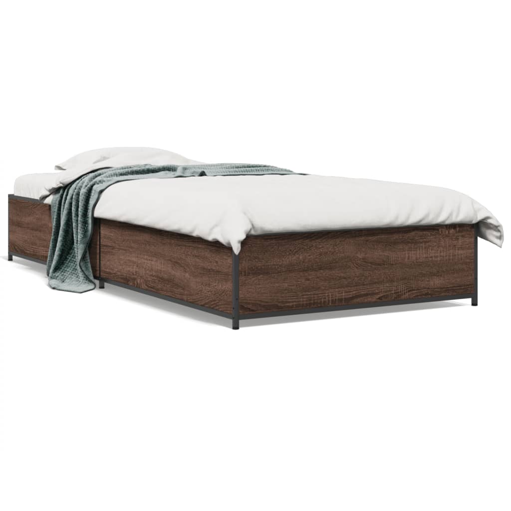 Brown Oak Bed Frame 90x200 cm - Sturdy & Stylish Bedroom Piece
