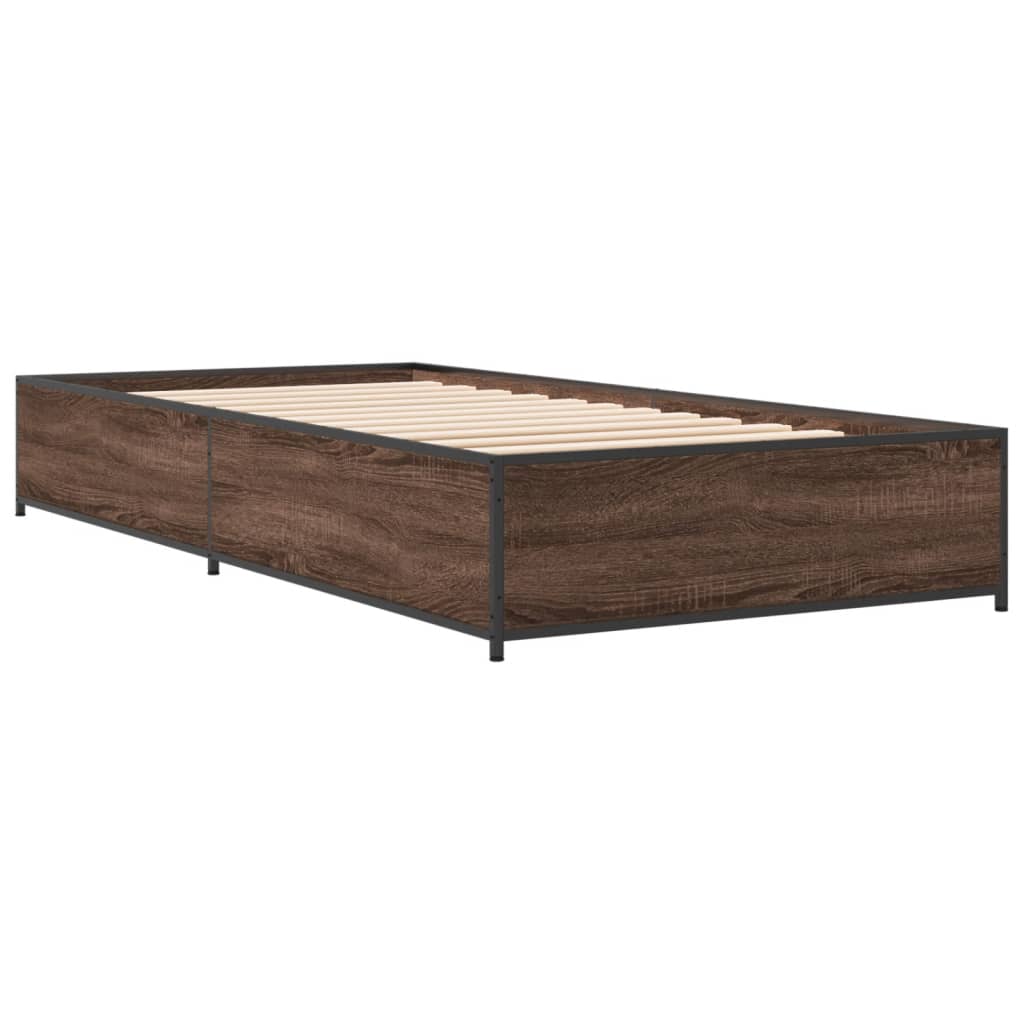 Brown Oak Bed Frame 90x200 cm - Sturdy & Stylish Bedroom Piece