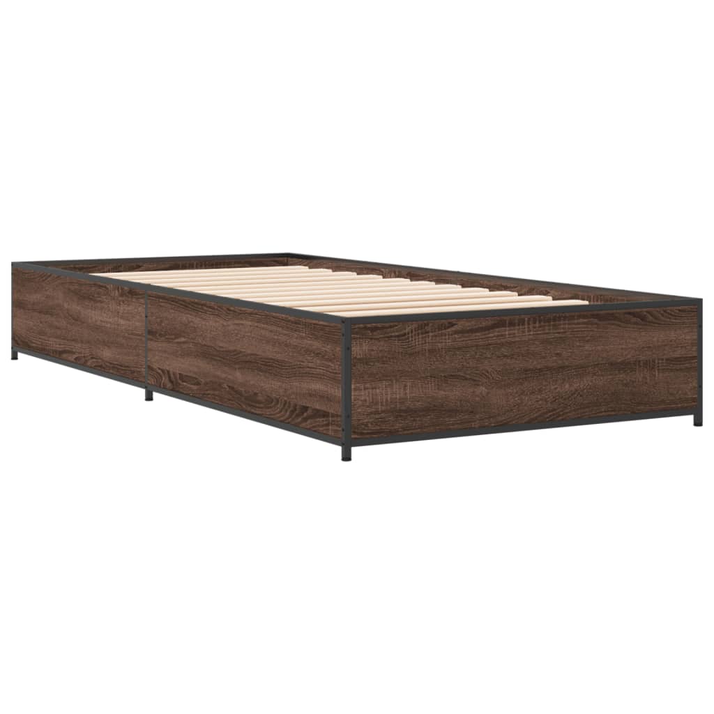 Brown Oak Bed Frame 90x200 cm - Sturdy & Stylish Bedroom Piece