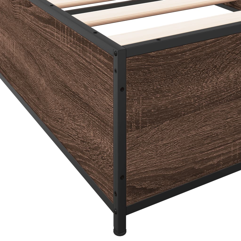 Brown Oak Bed Frame 90x200 cm - Sturdy & Stylish Bedroom Piece