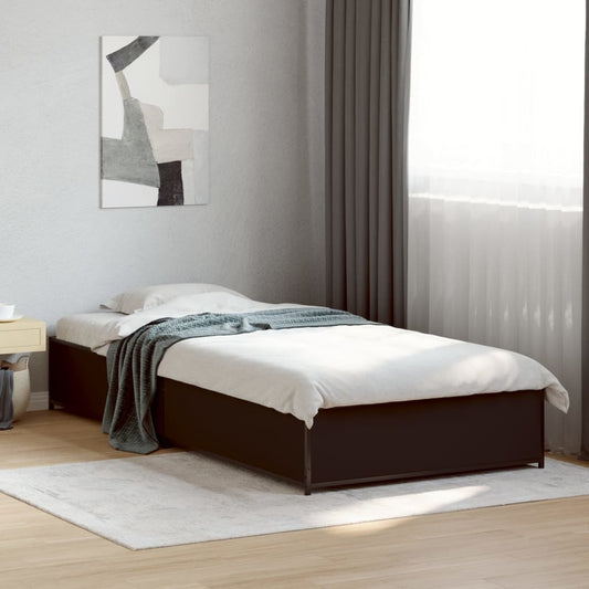 Sleek Black Metal Bed Frame 90x190 cm - Single Size Platform