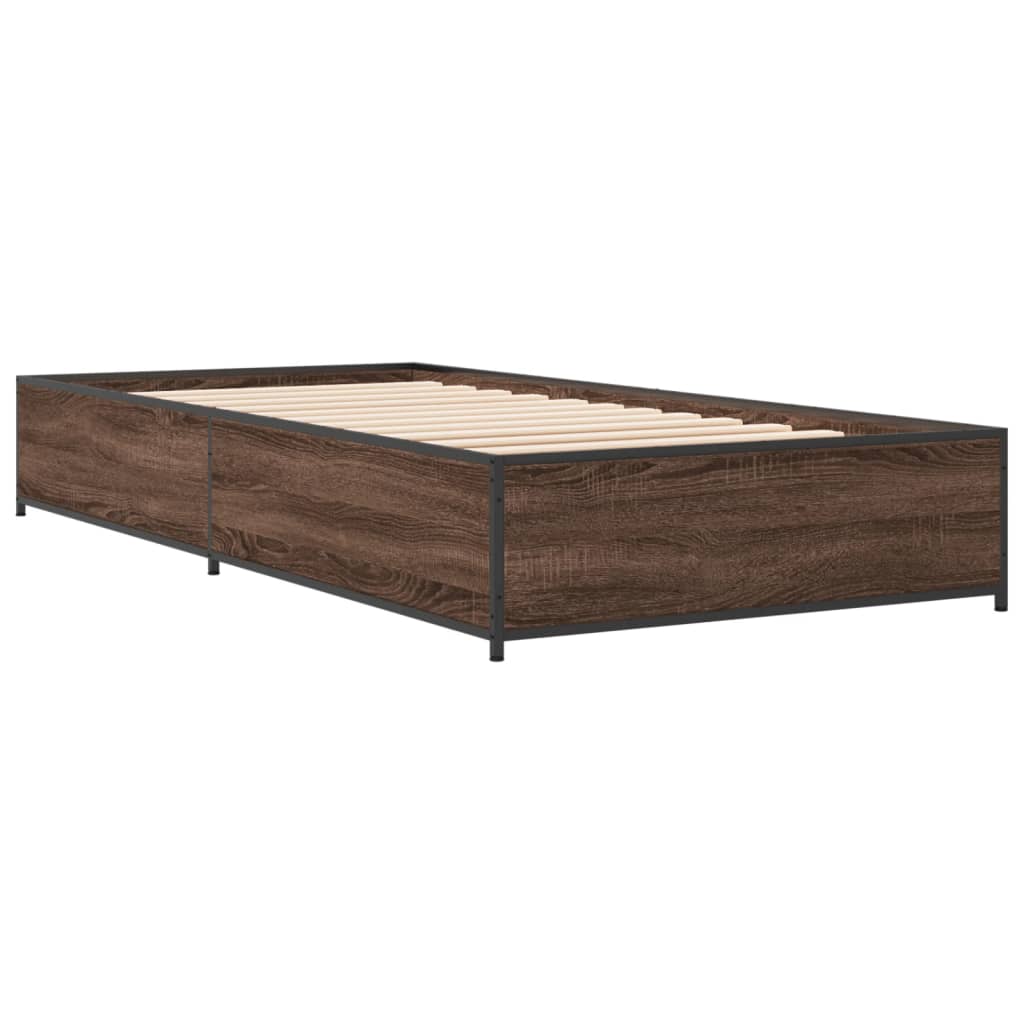 Brown Oak Single Bed Frame 90x190 cm - No Mattress Included