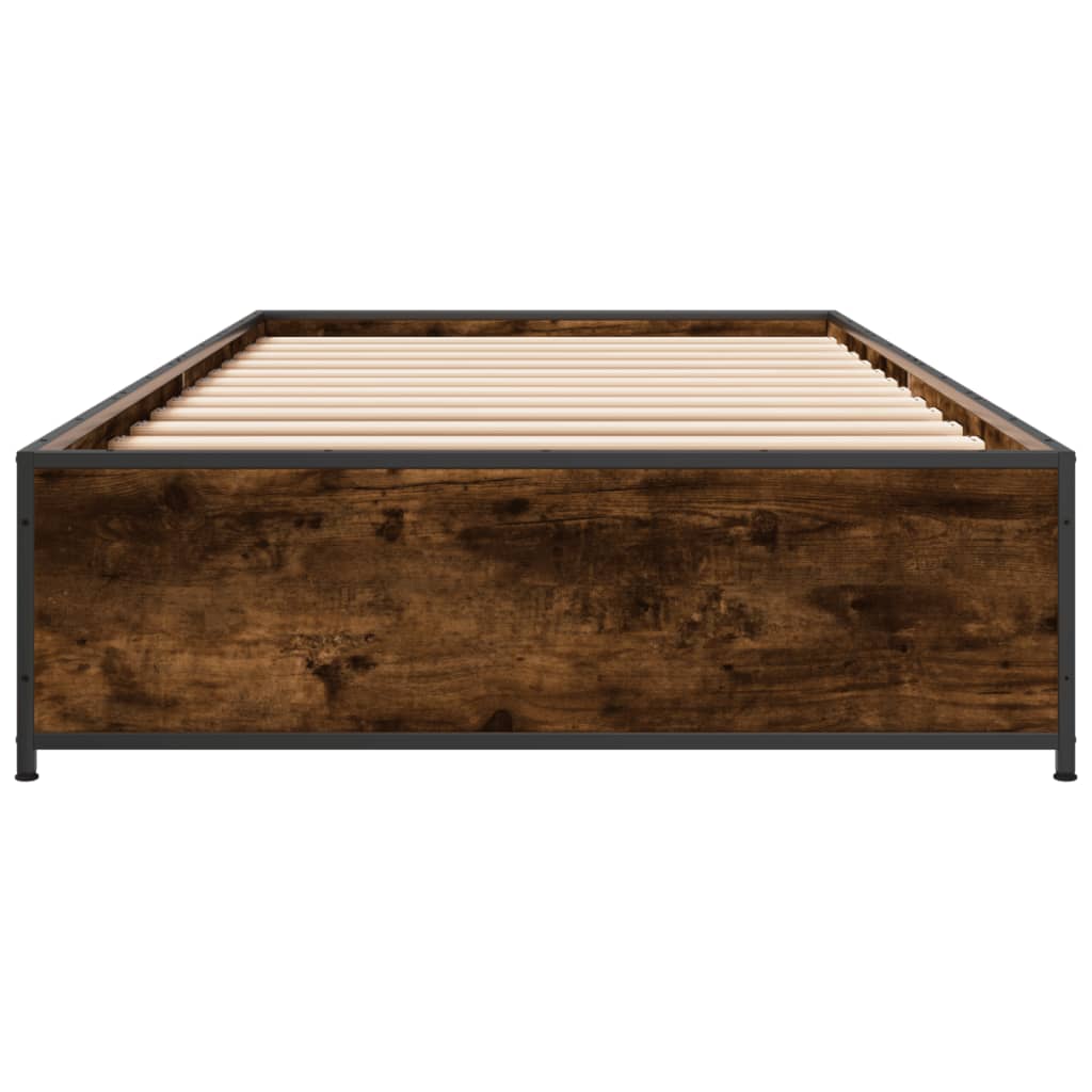 Smoked Oak Bed Frame 75x190 cm - Small Single, No Mattress Included