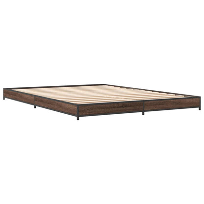 Brown Oak Bed Frame Double 135x190 cm - No Mattress Included
