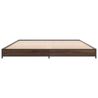 Brown Oak Bed Frame Double 135x190 cm - No Mattress Included