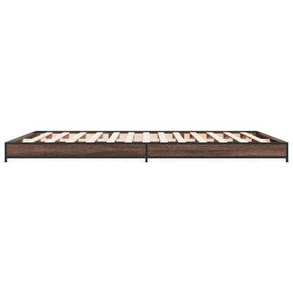 Brown Oak Bed Frame Double 135x190 cm - No Mattress Included
