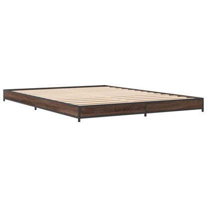 Brown Oak Bed Frame Double 135x190 cm - No Mattress Included
