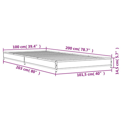 Smoked Oak Bed Frame 100x200 cm - Durable Wood Finish ilman Matrassia