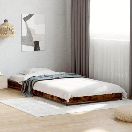 Smoked Oak Bed Frame 100x200 cm - Durable Wood Finish ilman Matrassia