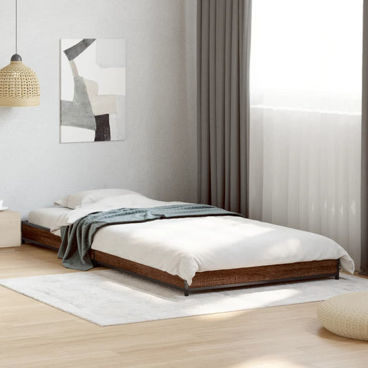 Brown Oak Bed Frame 90x200 cm - Sturdy, Wooden Design