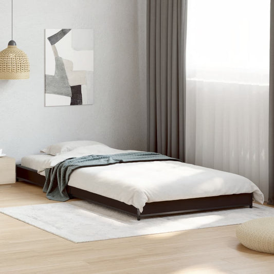 Black Metal Single Bed Frame - 90x190 cm, Mattress Not Included