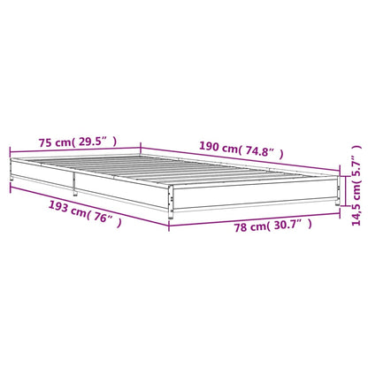 Smoked Oak Small Single Bed Frame 75x190 cm - No Mattress