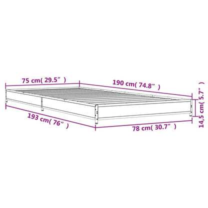 Small Single Bed Frame - Brown Oak 75x190 cm (No Mattress)
