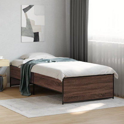 Brown Oak Bed Frame 100x200 cm - Durable, Elegant Design