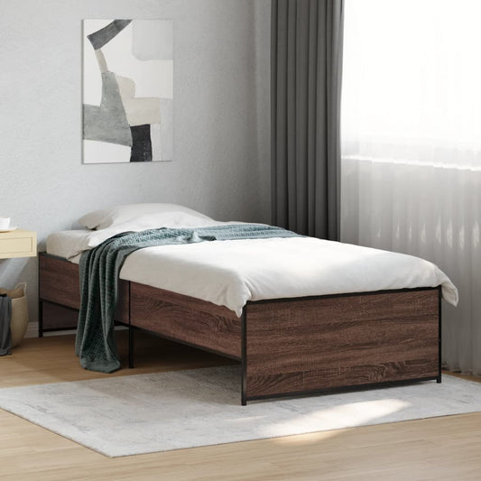 Brown Oak Bed Frame 100x200 cm - Durable, Elegant Design