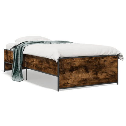 Smoked Oak Bed Frame 90x200 cm - Sturdy Wood Finish