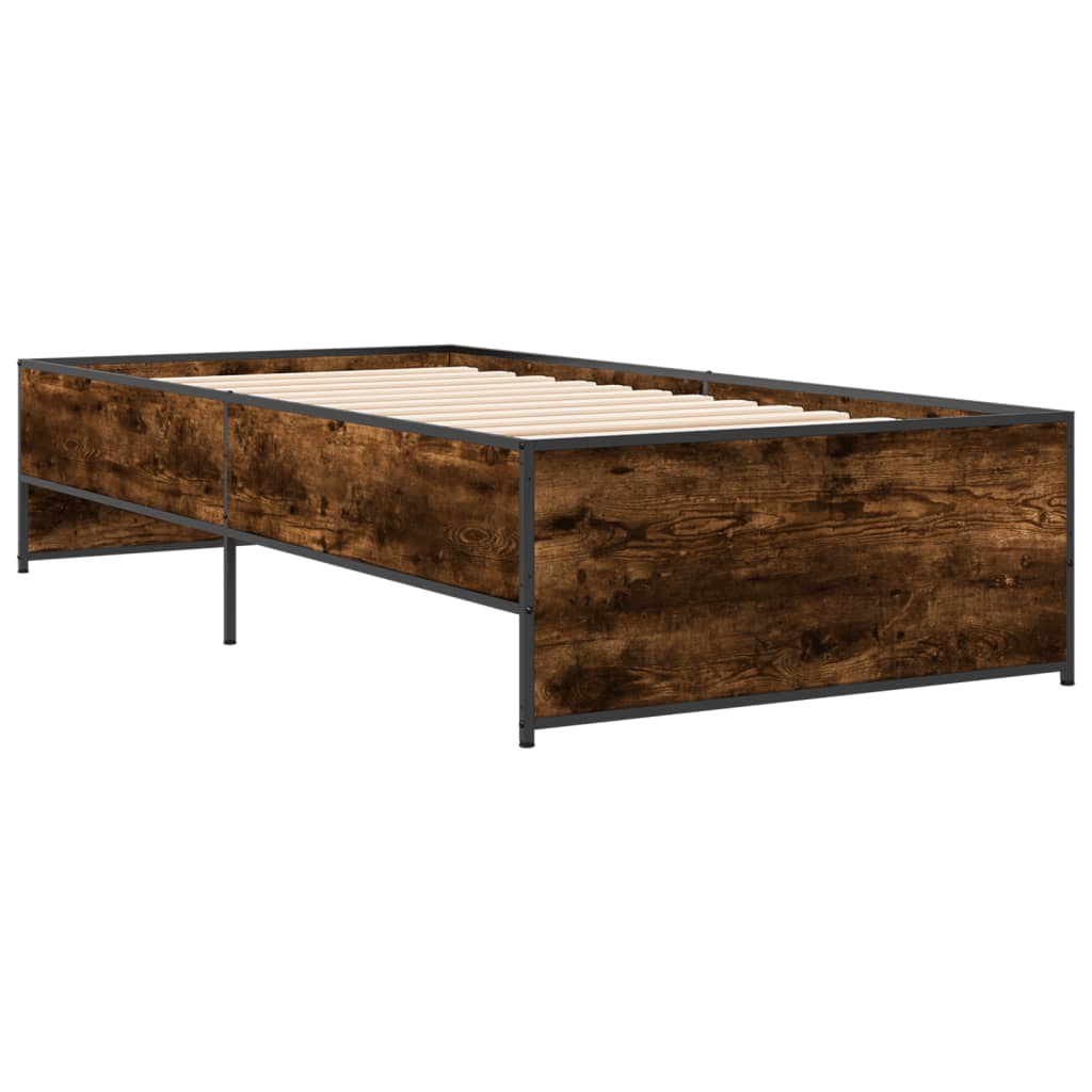 Smoked Oak Bed Frame 90x200 cm - Sturdy Wood Finish