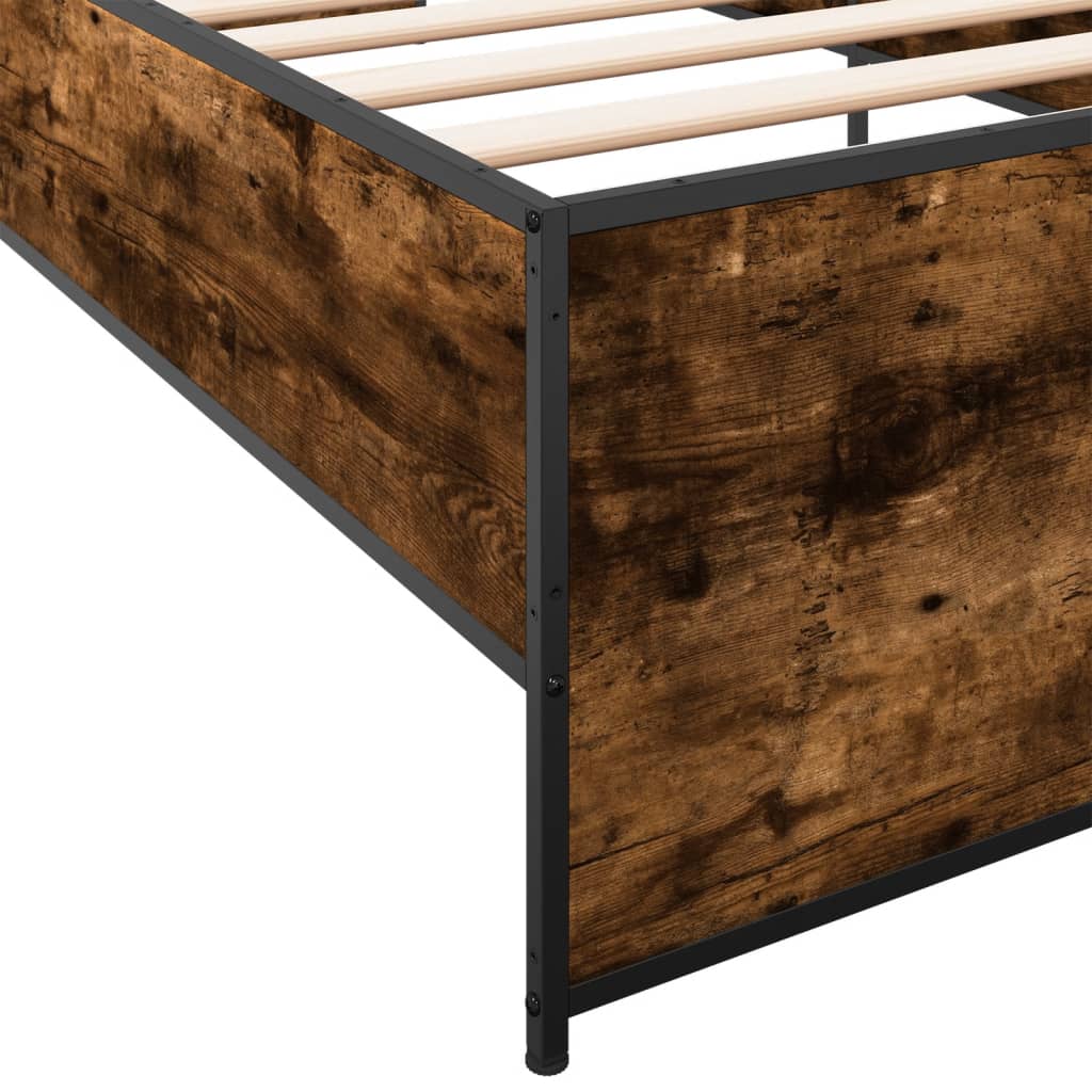 Smoked Oak Bed Frame 90x200 cm - Sturdy Wood Finish