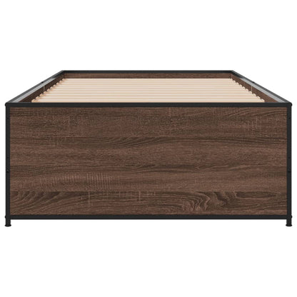 Brown Oak Bed Frame 90x200 cm - Sturdy Design, No Mattress Included