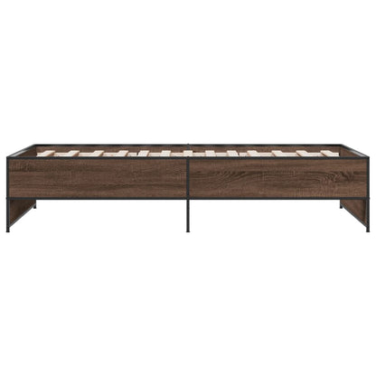 Brown Oak Bed Frame 90x200 cm - Sturdy Design, No Mattress Included