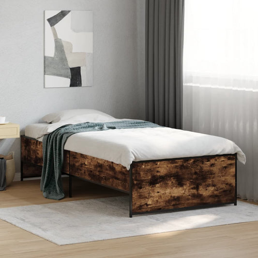 Smoked Oak Single Bed Frame 90x190 cm - No Mattress Included