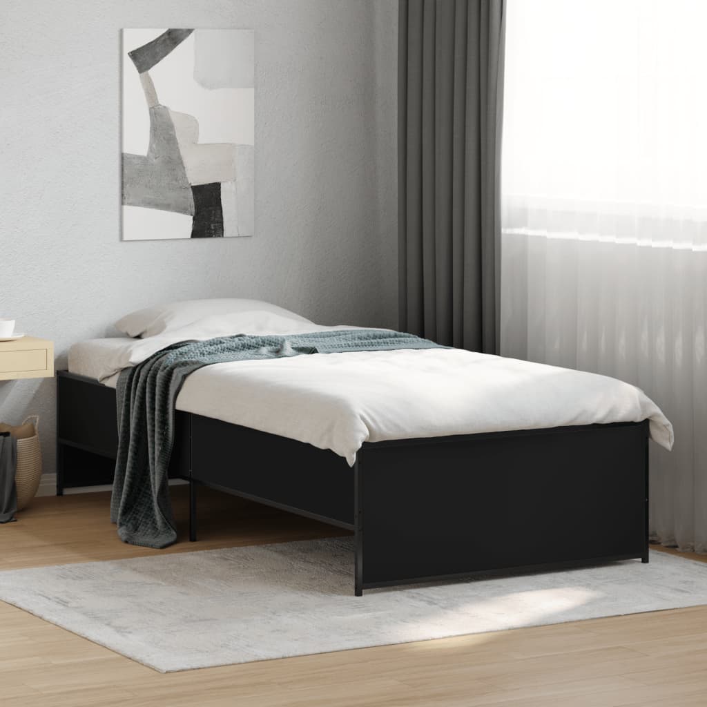Black Metal Small Single Bed Frame 75x190 cm - No Mattress