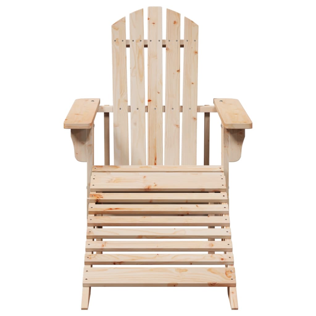 Natural Wood Adirondack Chair & Ottoman Set - Solid Fir Wood