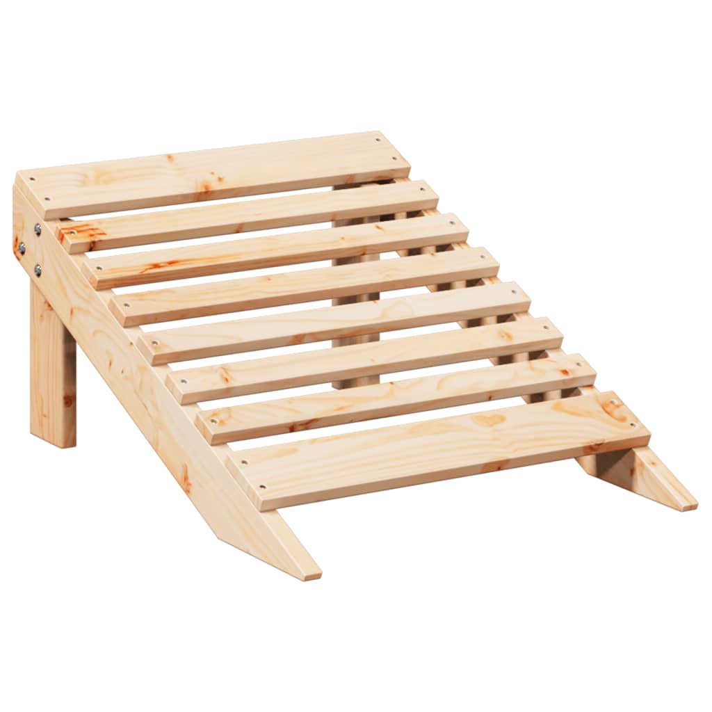Natural Wood Adirondack Chair & Ottoman Set - Solid Fir Wood